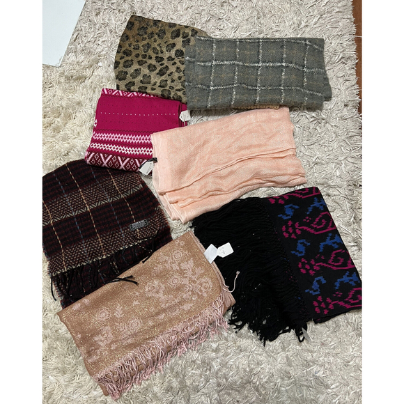 LOT 7 Scarves Variety Bloomingdale’s Talbots And More Assorted - Picture 1 of 11